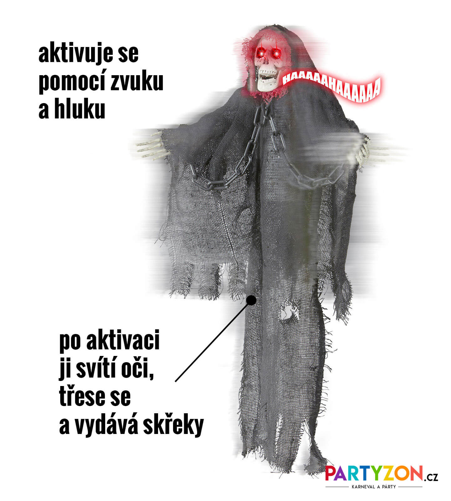 Závěsná dekorace smrtka kostlivec